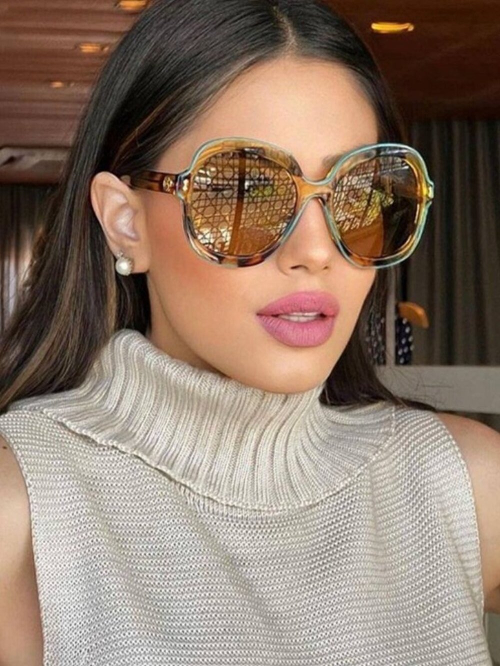 Gucci GG1240S 003 Sunglasses Havana Round Frame, Brown Lenses